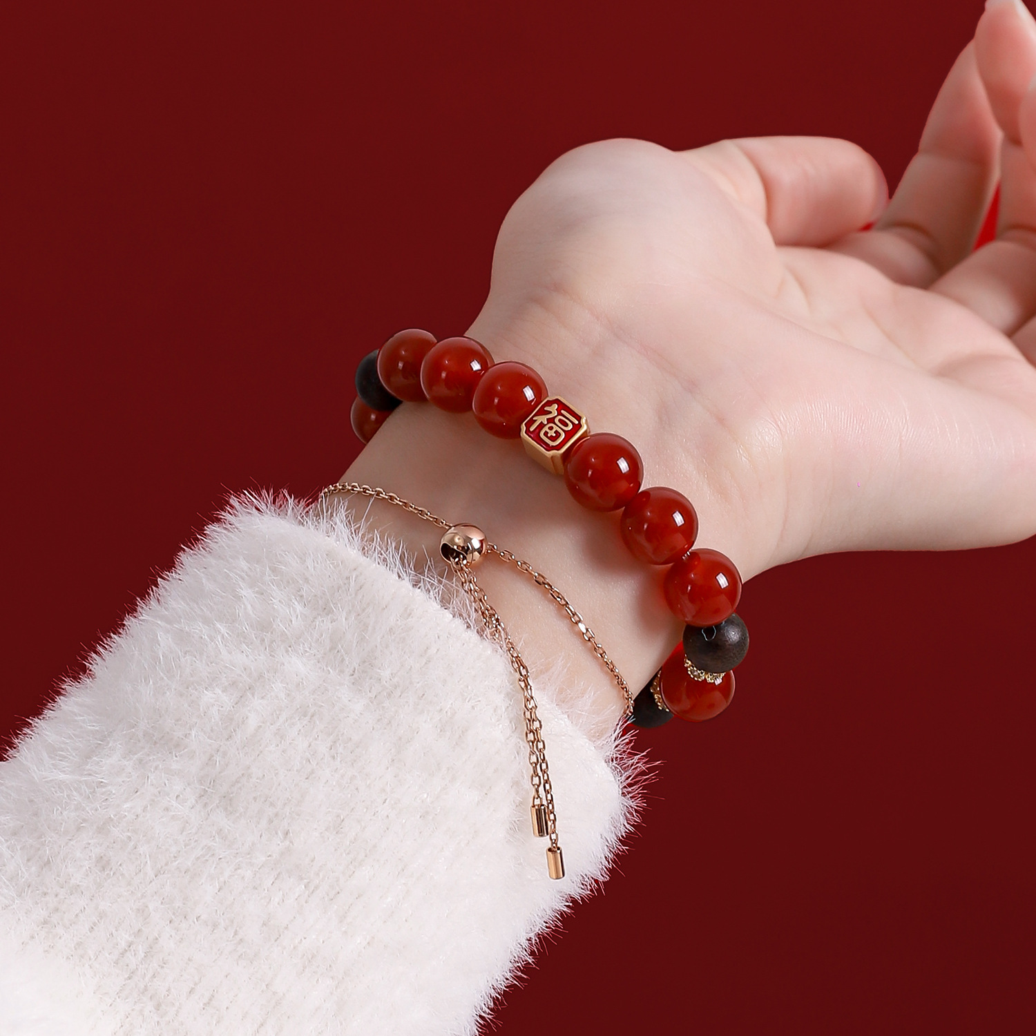 Year of the Horse New Natural Red Agate Bracelet for Girls in the Year of the Horse, Festive Bracelet Crystal Live Broadcast Hot Sale Wholesale