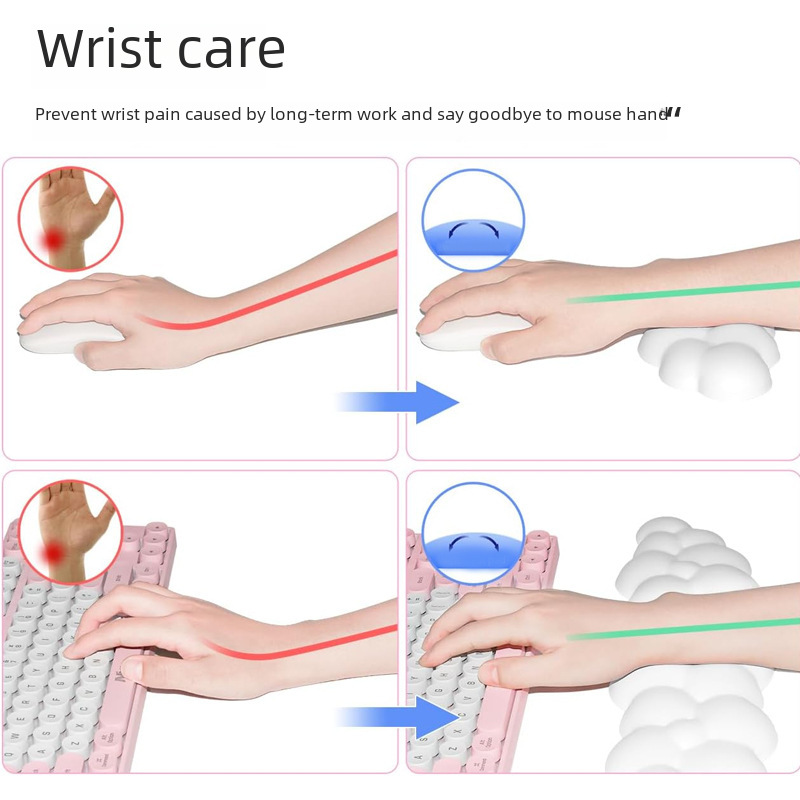Cloud Keyboard Typing Wrist Rest Mouse Silicone Wrist Support Cross-Border Hot Product Comfortable Memory Foam Hand Rest for Laptop
