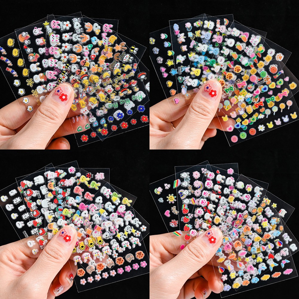 Children's Nail Stickers Luminous Cute Bunny Nail Stickers Kindergarten Nail Art Stickers Reward Girls Small Gifts
