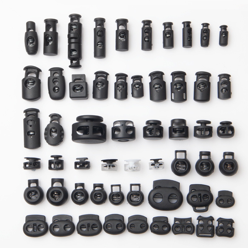 Factory supply plastic spring buckle stop rope buckle nylon spring buckle pig nose buckle shrink buckle style complete accessories