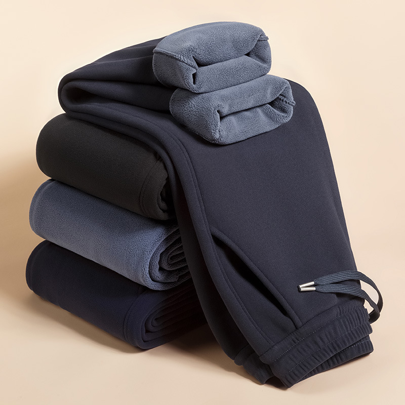 Теплые брюки из ламбсвула с флисовой подкладкой для мужчин, зимние, утепленные, спортивные, хлопковые, повседневные