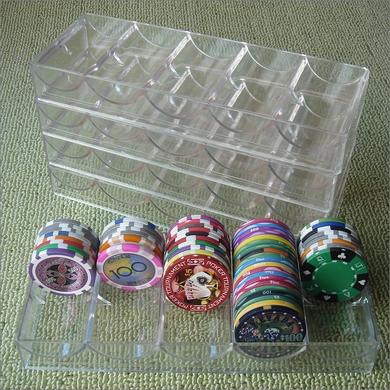 5 transparent chip rack tray storage box can hold 40x 3.3mm chips 100 pieces