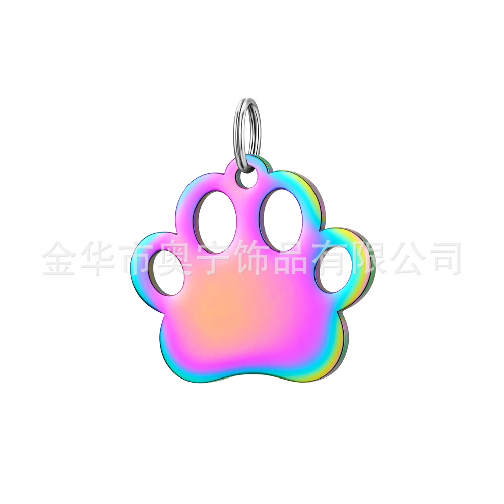 Cross-Border Supply New Stainless Steel Pet Tag Pet Hollow Paw Tag Dog Tag Cat Tag Titanium Steel Dog Tag