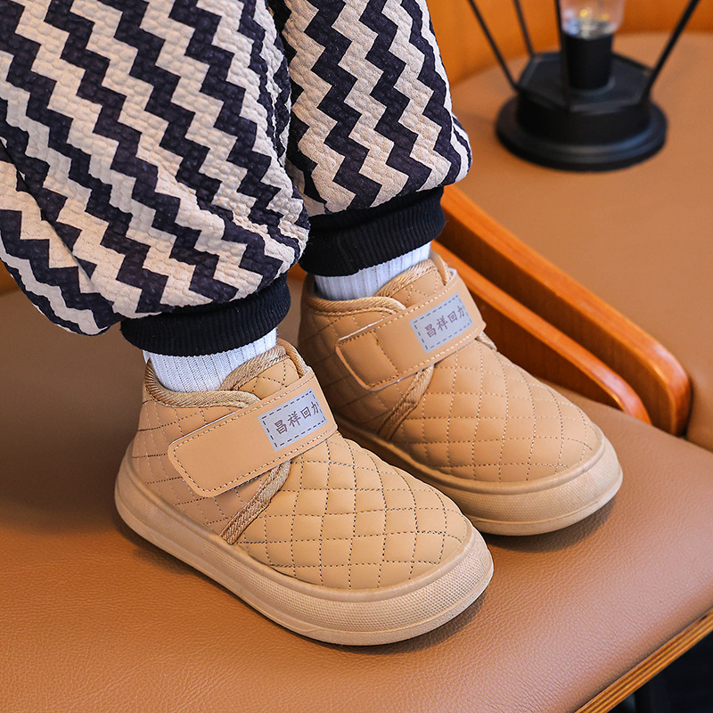 Зимние детские雪ные ботинки для мальчиков и девочек с флисовой подкладкой, утолщенные, теплые детские туфли, новые ботинки для малышей из хлопка