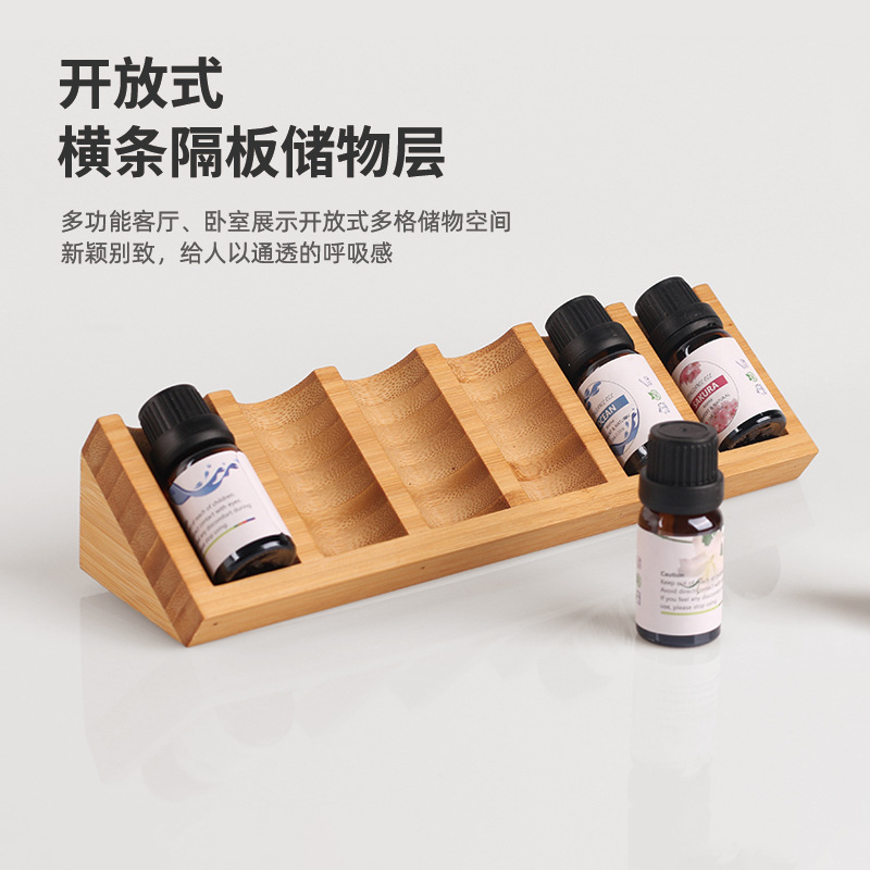 Manufacturer 6-Compartment Essential Oil Storage Display Rack Desktop Mini Triangle Storage and Organization Doterra Essential Oil Bottle Bamboo Rack