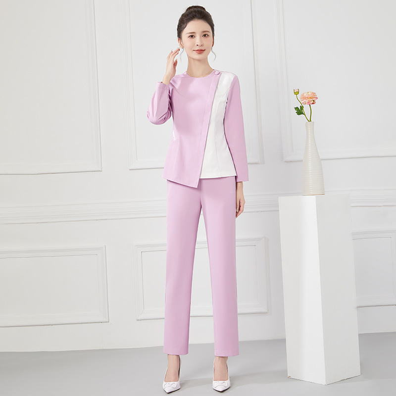 High-End Beauty Salon Medical Beauty Work Clothes for Women Spring and Autum Long-Sleeved Nurse Uniforms Split Suit Dental Pharmacy Work Clothes