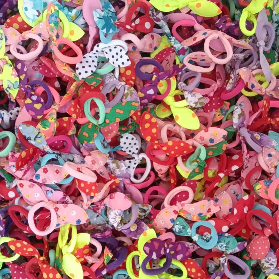 Милая повязка для волос в виде ушек кролика, детская полотняная резинка, маленькая цветочная повязка, не повреждает волосы