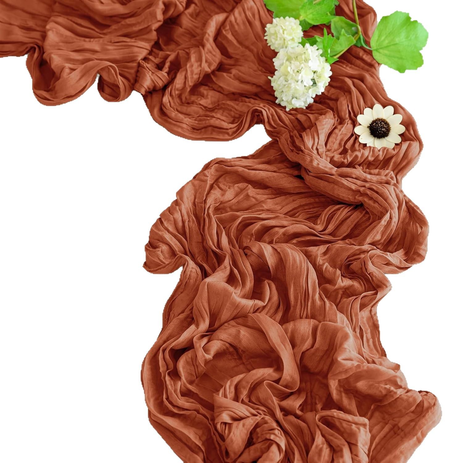 Crepe Table Runner Zou Tablecloth Bali Yarn Wedding Party Decoration Cross-border Wedding Decoration European and American Twist Fold Gauze