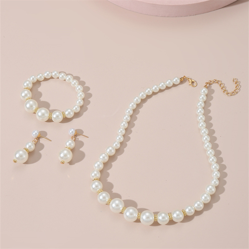 Cute and Sweet Beaded Children's Necklace Imitation Pearl High-End Girl Necklace Set Pearl Jewelry Accessible Luxury