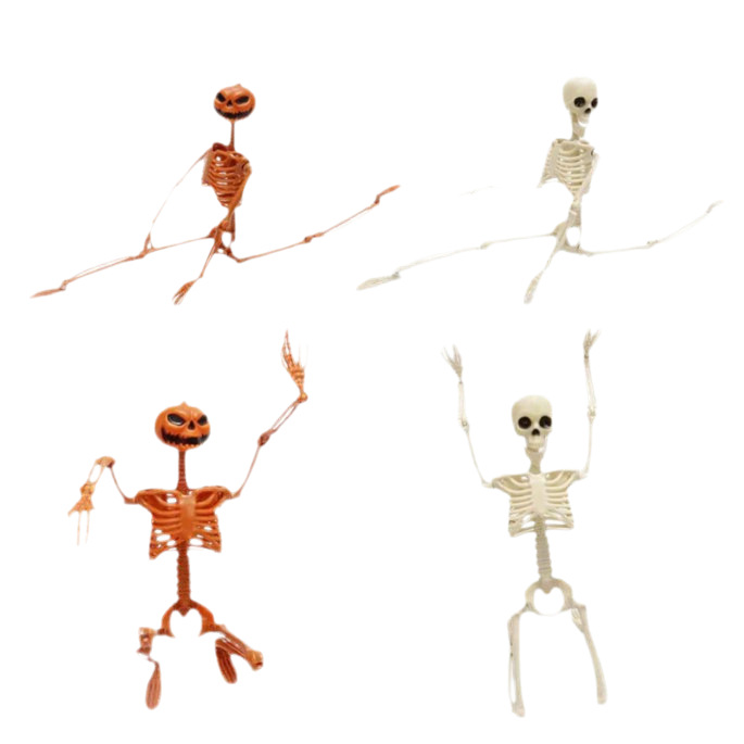 Cross-border generation hair skull joint adjustable Halloween horror ornaments pumpkin human skeleton 40 90cm skeleton