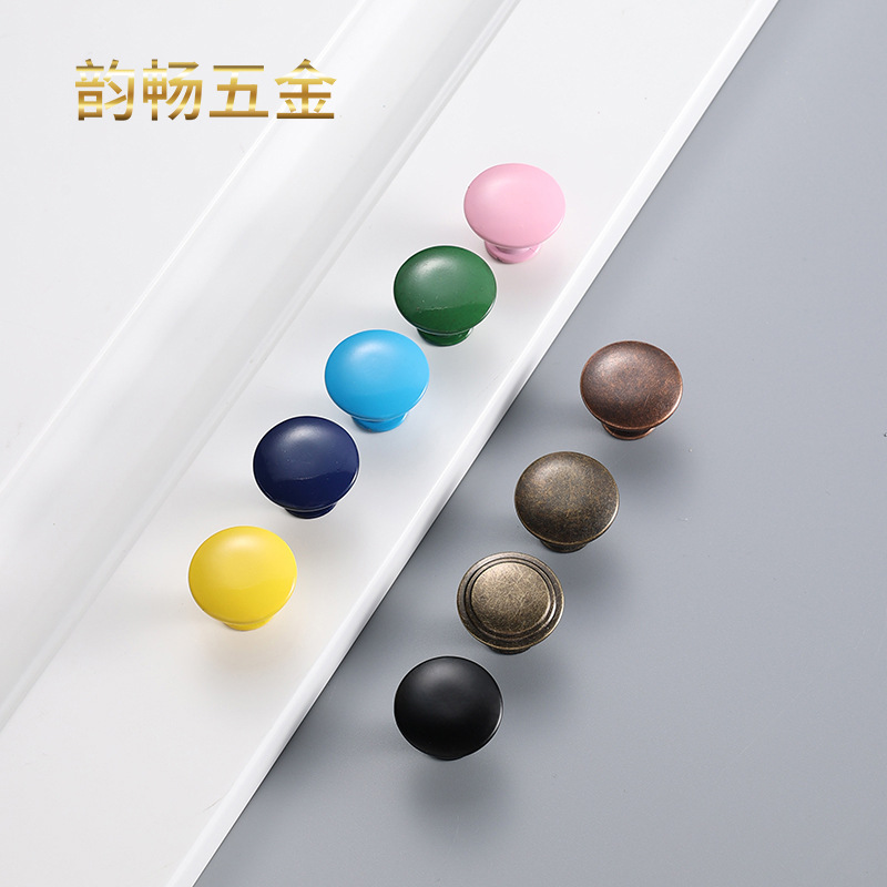 Cross-border colorful drawer handle alloy retro round handle home clothing cabinet door handle button handle single hole