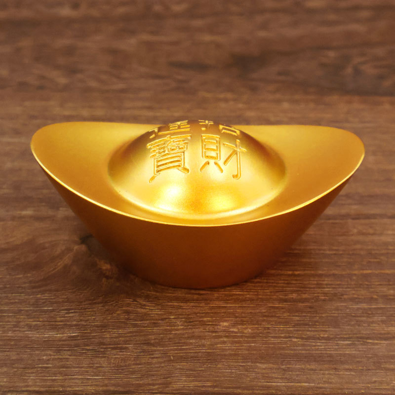 New Gold Ingot Ornaments Solid Brass Sand Gold Ingot Copper Paperweight Imitation Gold Copper Gold Bars to Attract Wealth Household Ornaments
