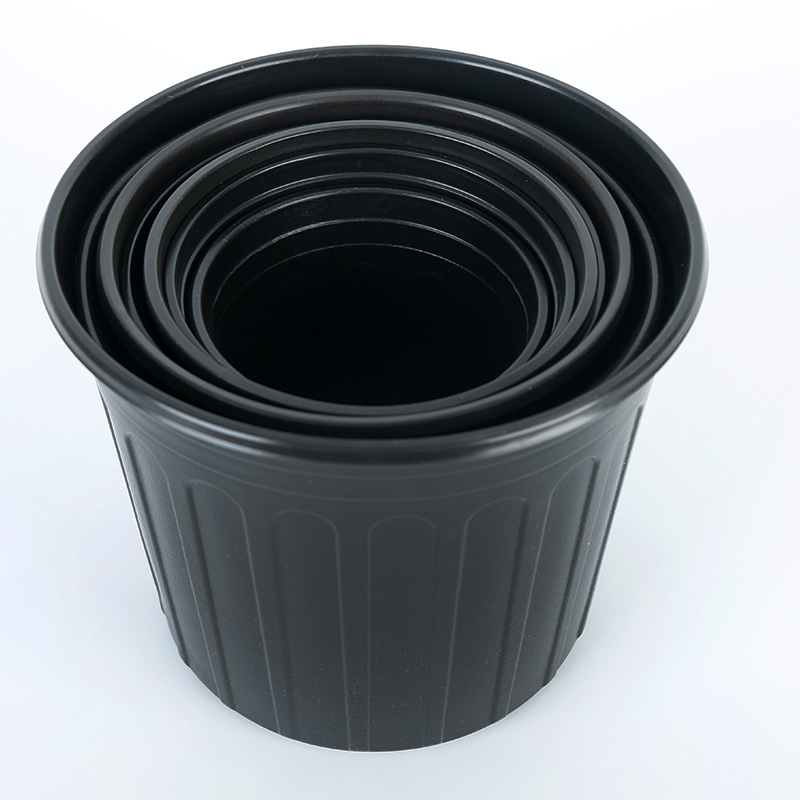 Factory wholesale gardening two-color blackcurrant flower pot soft plastic barrel flower pot family nursery special planting pot