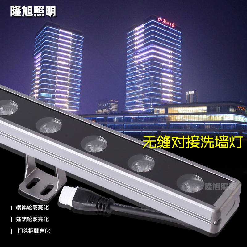 Led Outdoor Waterproof Wall Washer Light for Exterior Wall Lighting, Linear Strip Spotlight Dmx512 Rgbw Colorful Marquee Light