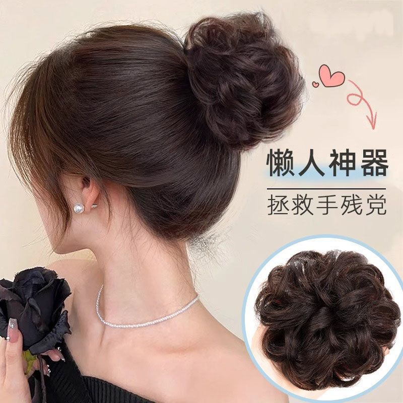 Парик в виде пучка, короткие волосы, реалистичные кудрявые волосы, резинка для волос, пушистая сумка с волосами, имитация волос