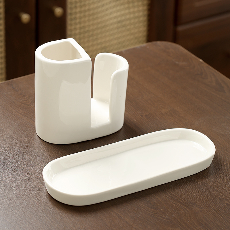 Creative Ceramic Drain Rack Sponge Drain Rack Pot Brush Rack Drain Tray Kitchen Storage Supplies