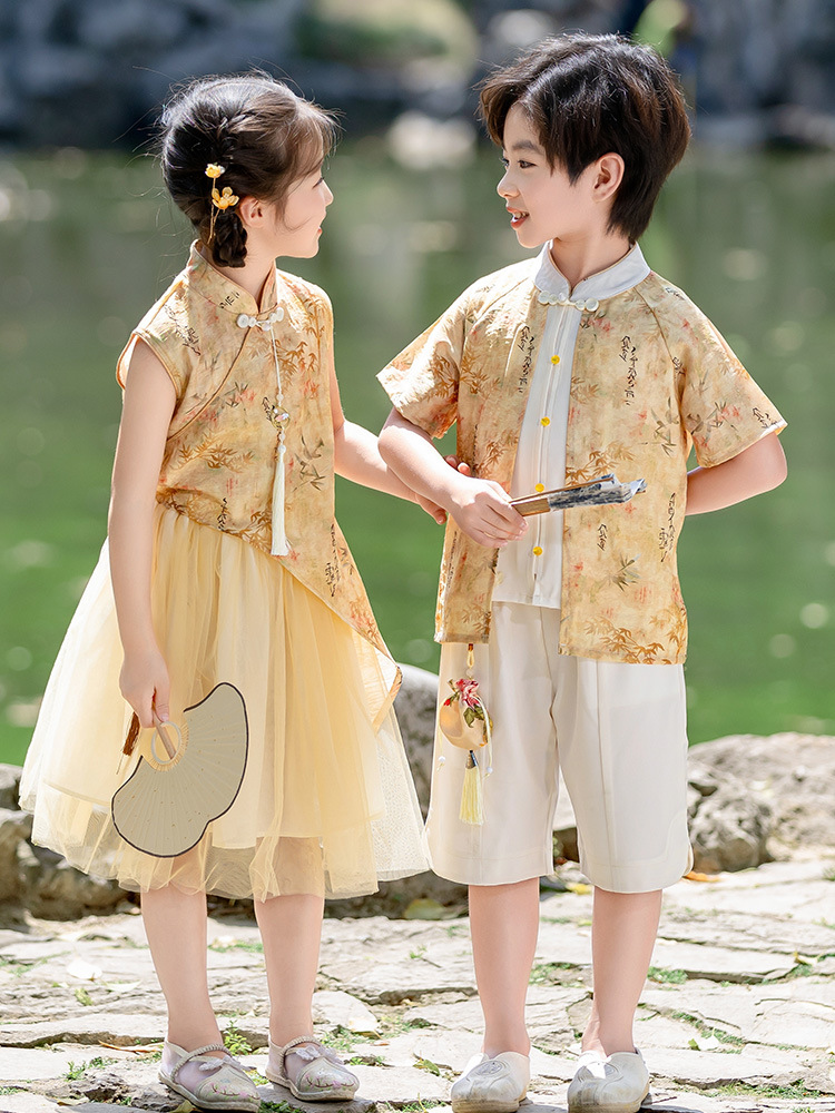 Children's Tang Suit, Han Dynasty, Boy's Summer Dress, Chinese Style Girl's New Chinese Style Ancient Costume, Children's Day Performance Uniform, Kindergarten Class Uniform