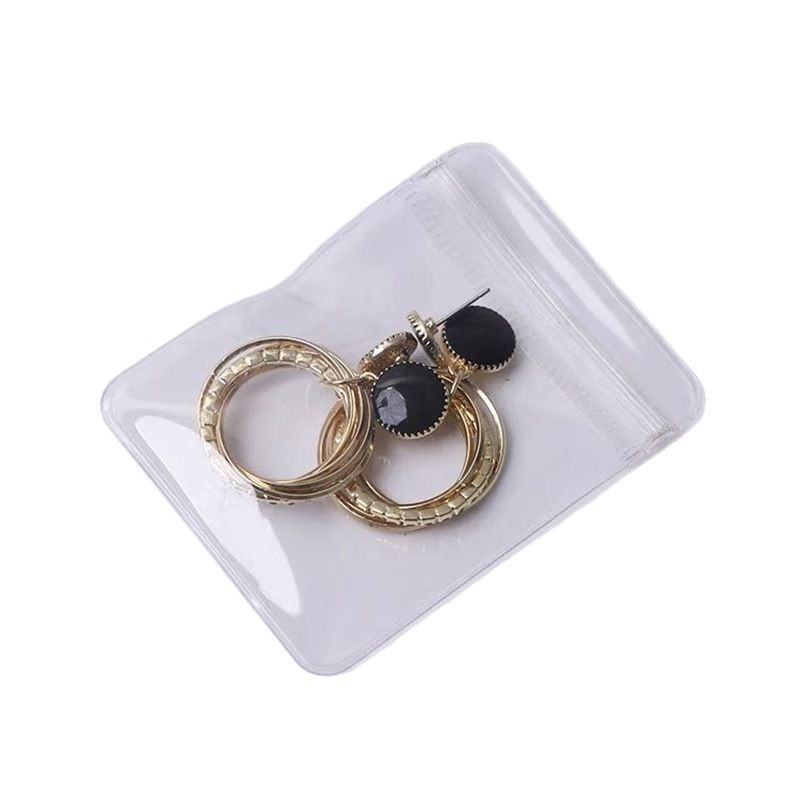 Thick pvc transparent jewelry storage bag sealed earrings jewelry bag anti-oxidation self-sealing jewelry silver jewelry packaging bag