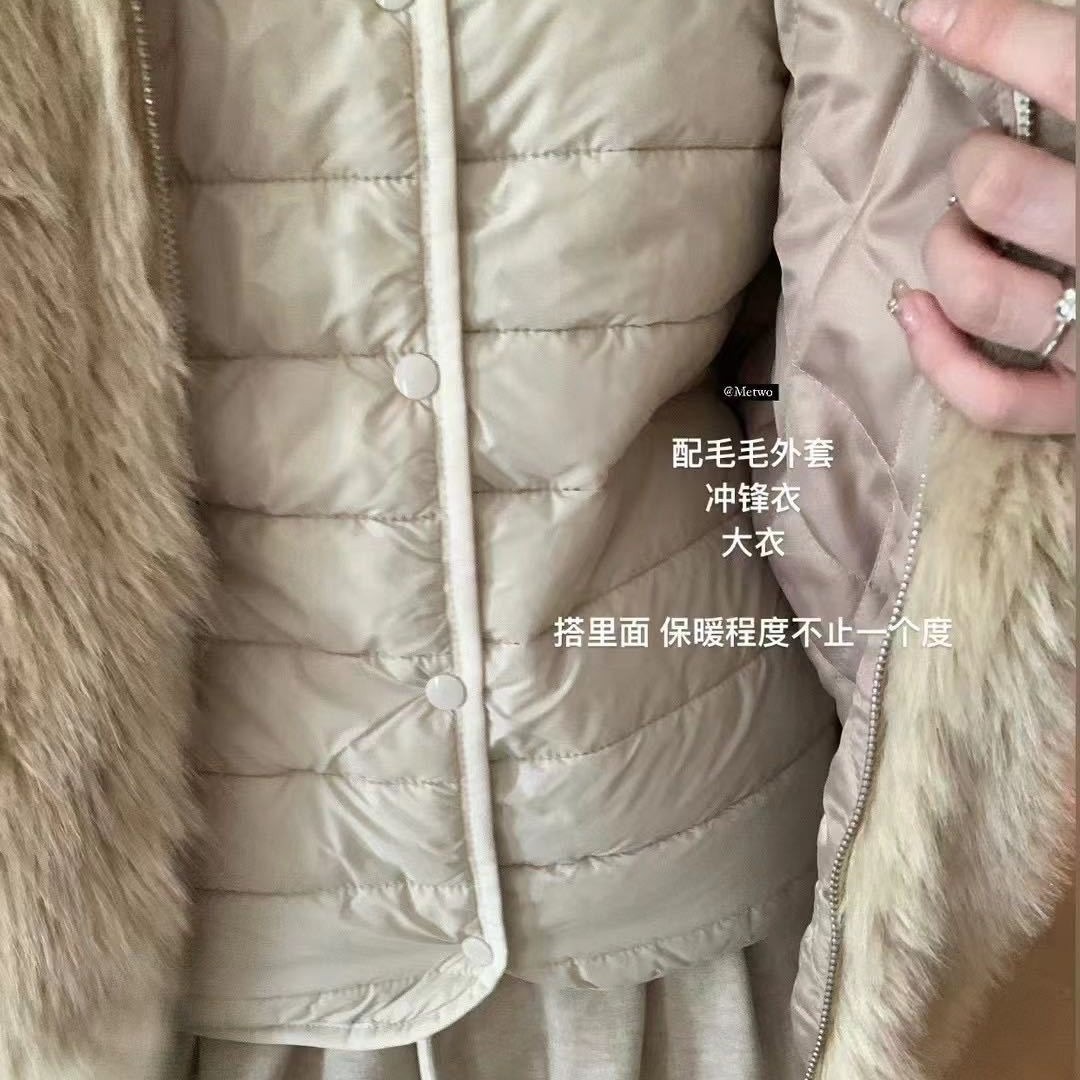 Metwo down Cotton Liner Autumn and Winter Artifact Layered Inner Wear Comfortable Warm Windproof down Cotton Top for Women