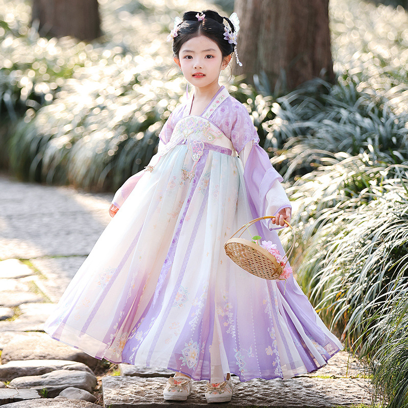 Hanfu Girl Mid-Autumn Festival 2025 New Ancient Style Dress for Girls, Chinese Style Tang Suit Children's Autumn Traditional Dress