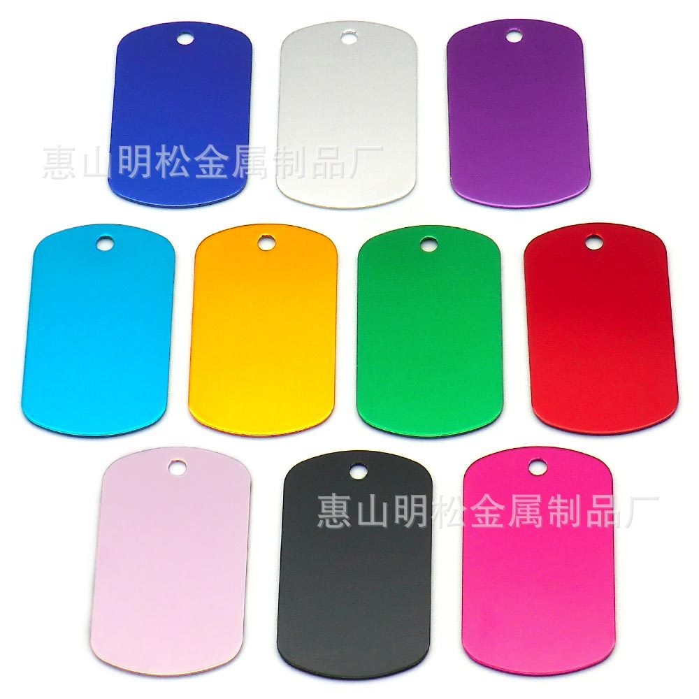 50мм квадратный металлический тег для собак и кошек, алюминиевый прямоугольный тег, подвесное украшение, пустой кулон