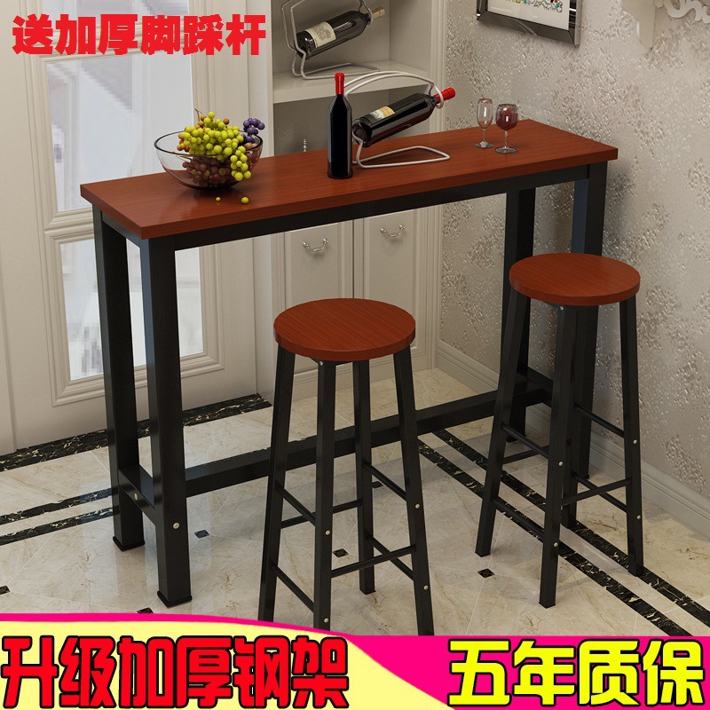 Modern Leisure Milk Tea Shop Tables and Chairs, Simple Bar Table, Steel Wood Long Table, Balcony Home Wall Bar Table