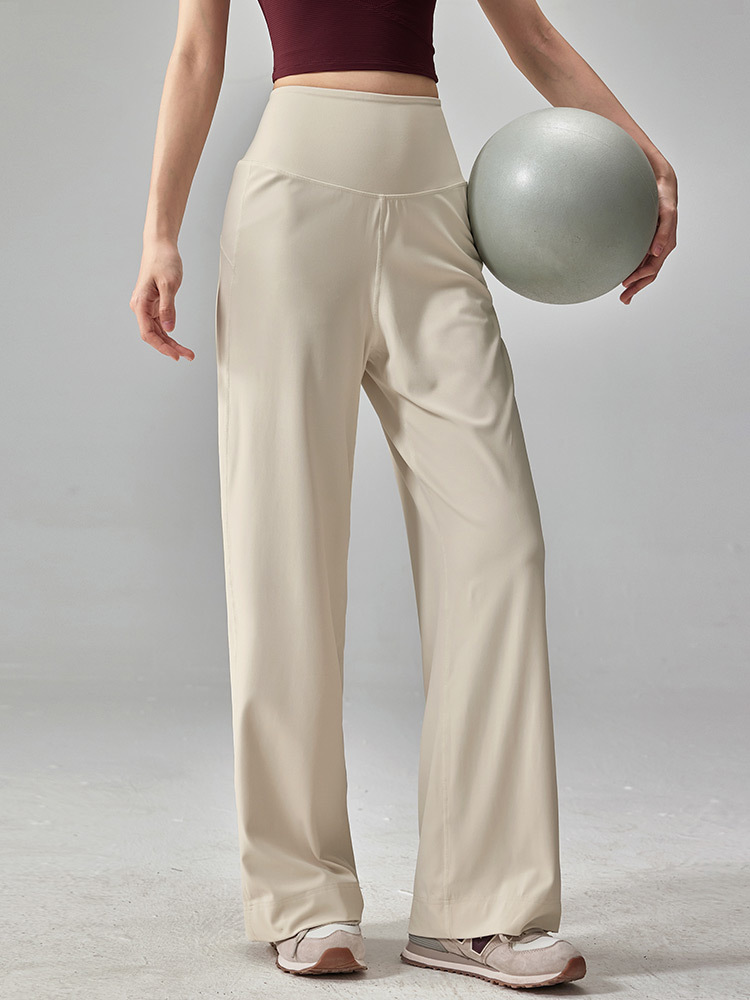 High-Waisted Wide-Leg Sports Pants for Women, Quick-Drying, Loose, Straight and Slimming Look, Dance Running, Fitness, Casual Yoga Pants