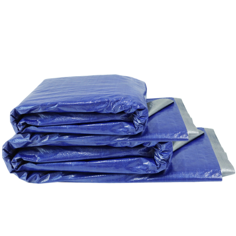 Thickened PE blue silver cloth tent shade cloth blue gray thickened rainproof cloth waterproof and dustproof blue plastic striped cloth