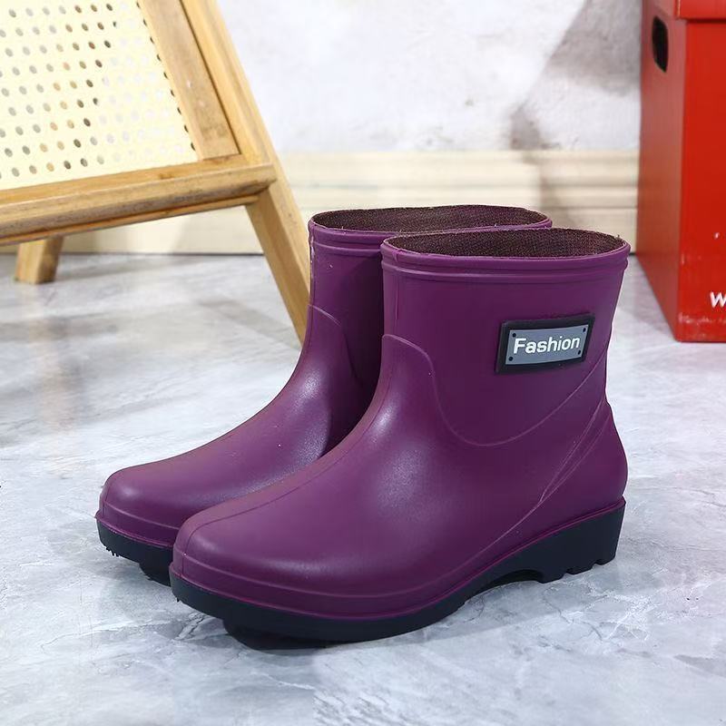 Short Rain Boots Women's Rain Shoes Rubber Shoes Low Waist Water Shoes High-rise Water Shoes Anti-slip Waterproof Shoes Comfortable Simple Summer