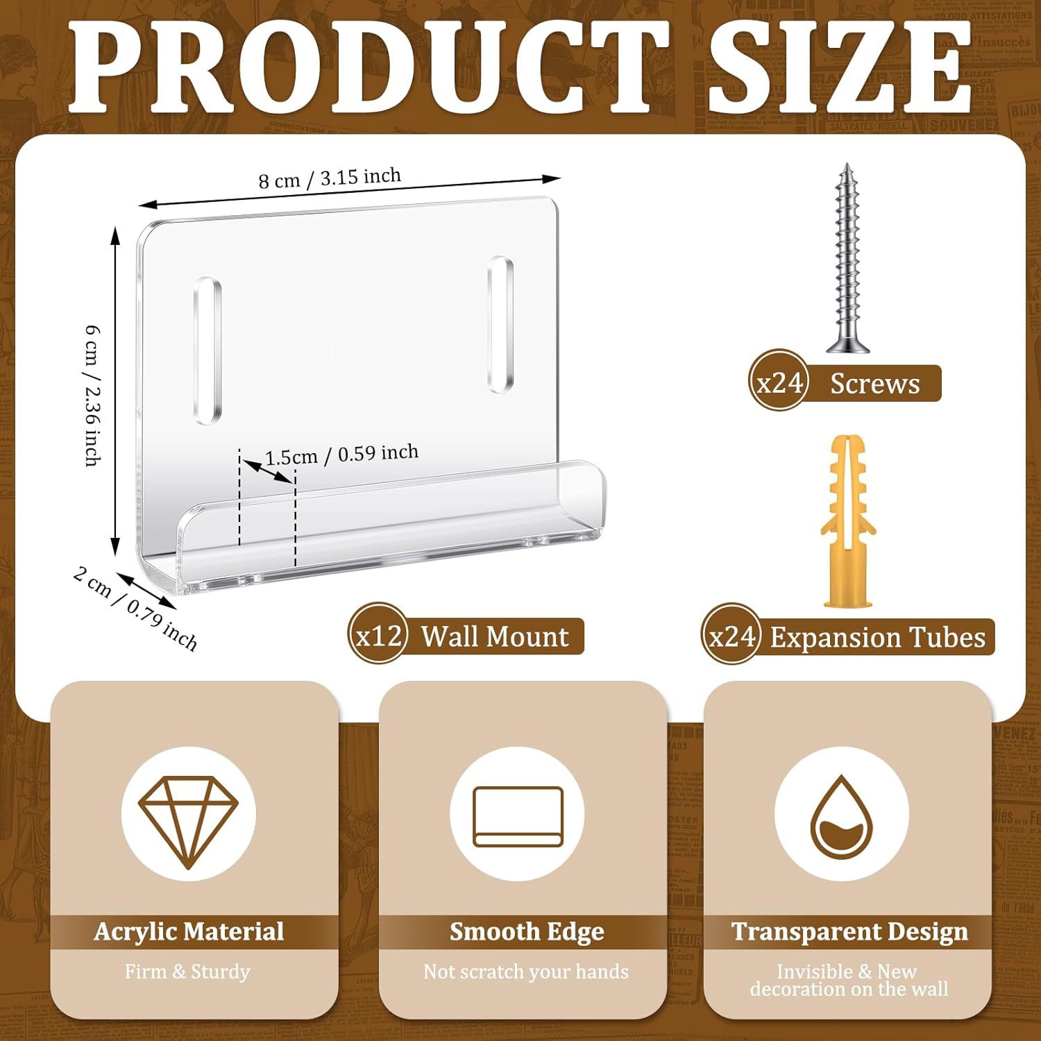 Acrylic Magazine Wall Mount Holder Transparent Magazines Wall Hanging Display Stand Kit Hanging Record Book Holder Manual