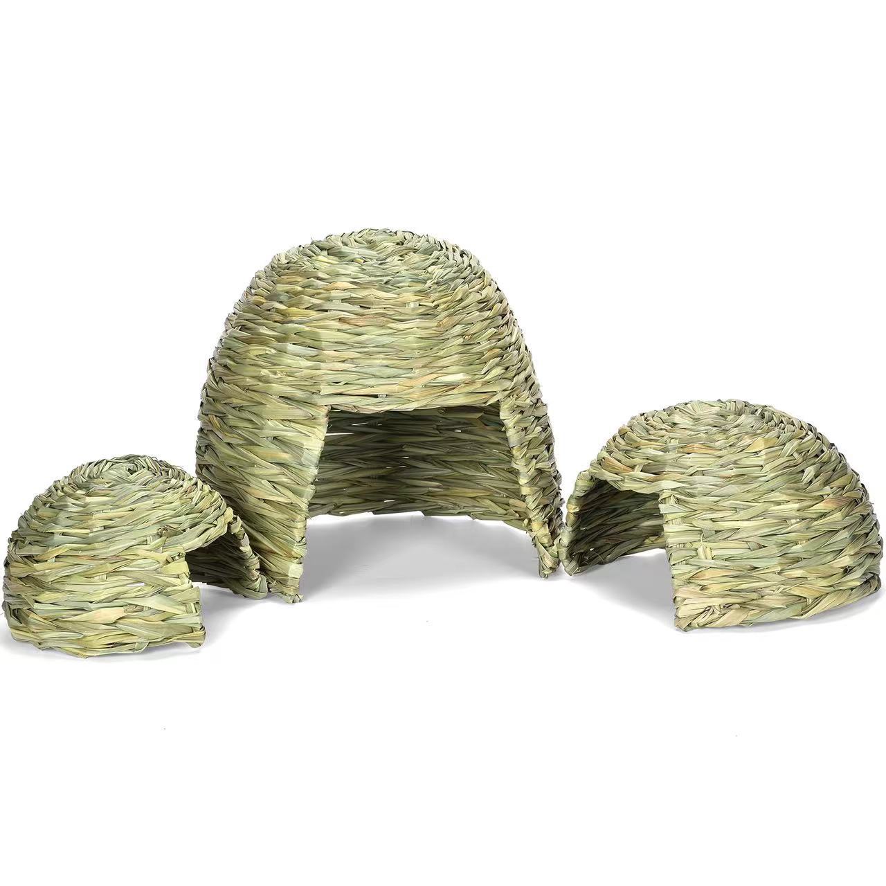 Pet Exotic Pet Straw House Set Rabbit Chinchilla Hamster Hedgehog Guinea Pig Pure Handmade Straw Rabbit Nest Warm Supplies