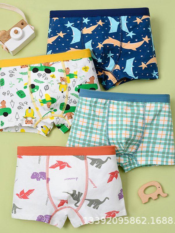 Popular 3-12 Years Old Underwear for Boys Xiyin Amazon Best-Selling Kidsren's Underwear Men's Pure Cotton Boxer Boy Underwear