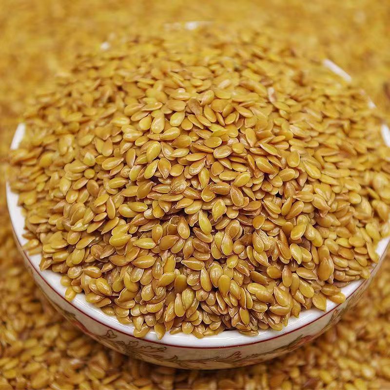 Seasonal New Arrivals Direct from Manufacturer Mature Golden Yellow Flaxseed Kernels Flaxseed Stall Exhibition Hot Sale Flaxseed