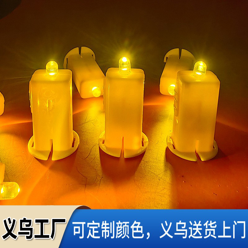 Bamboo Wood Satchel Plastic Lantern Pole DIY Lantern Accessories LED Small Yellow Lantern Translucent Bottom Switch Lantern Wick