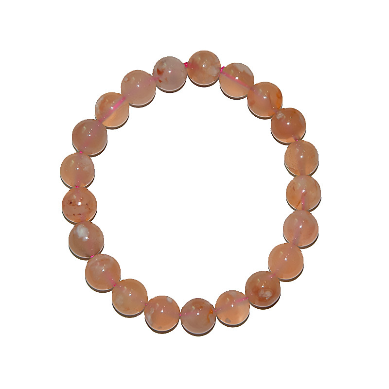 Natural Cherry Blossom Agate Bracelet Pink Flower Agate Bracelet DIY Jewelry Fashion Versatile Live Broadcast Welfare Manufacturer Wholesale