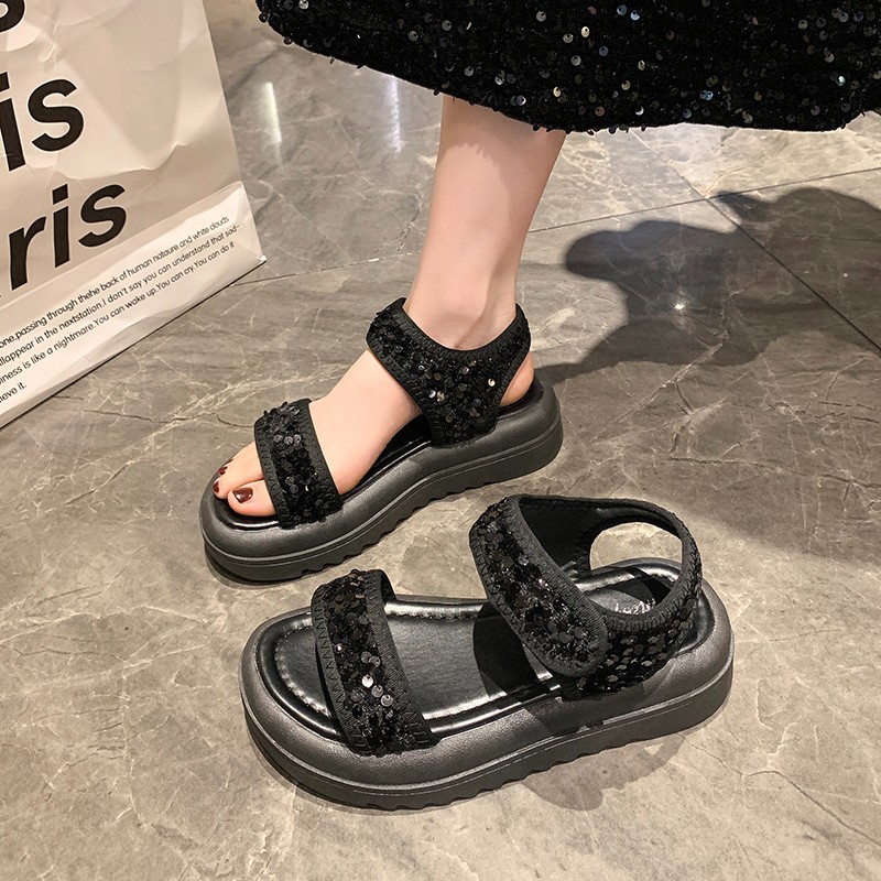 Platform Platform Sandals Women's 2024 Summer New European and American Style Fashionable Women's Casual Wedge Rhinestone Women's Shoes