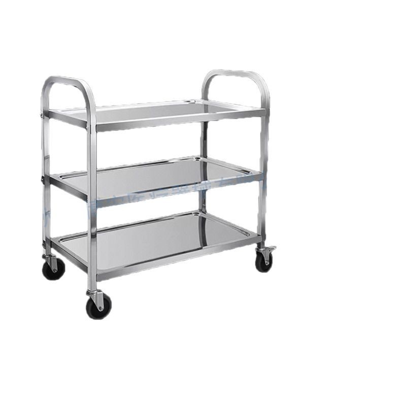 Restaurant stainless steel dining car three-layer serving car hotel bowl car hotel commercial thickened mobile stall trolley
