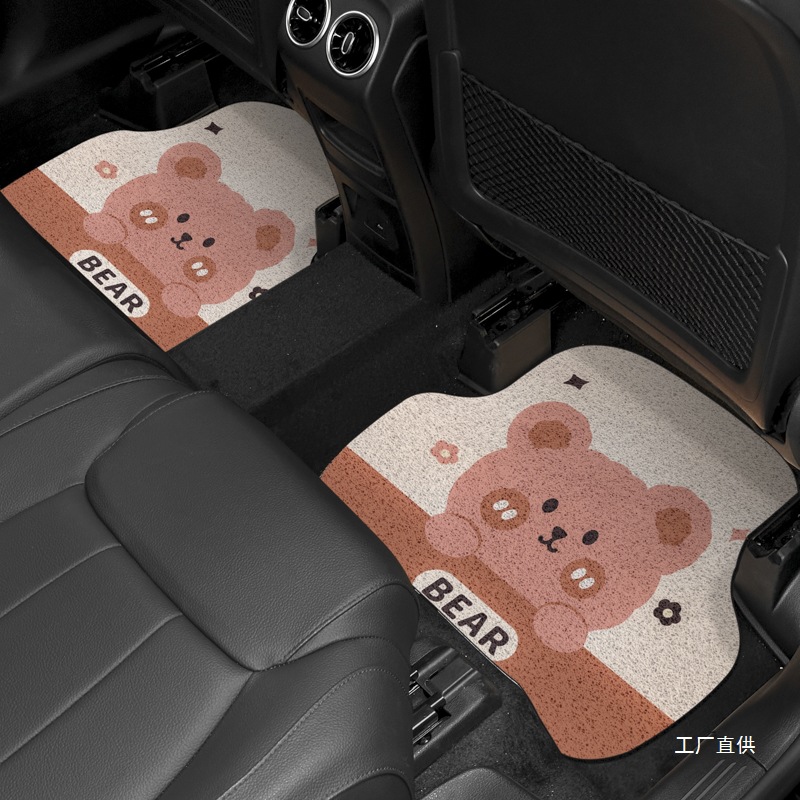 Cute Cartoon Car Floor Mat Silk Loop Single Piece High-End Car Interior Anti-Dirt Carpet Protective Mat Thickened Universal for Girls