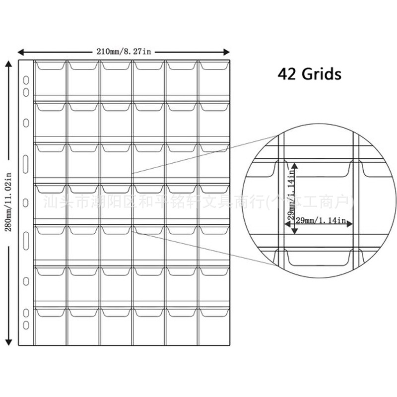 Cross-border International Standard Holes 9-hole Coin Stamp Collection Inner Page 12 20 30 42 Storage Book