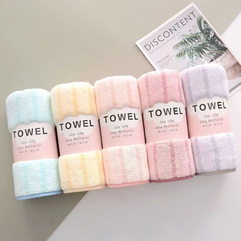 Manufacturer Wholesale Coral Velvet Towels Thickened Water-Absorbent Lint-Free Striped Towels Five-Pack Gift High-End Towels