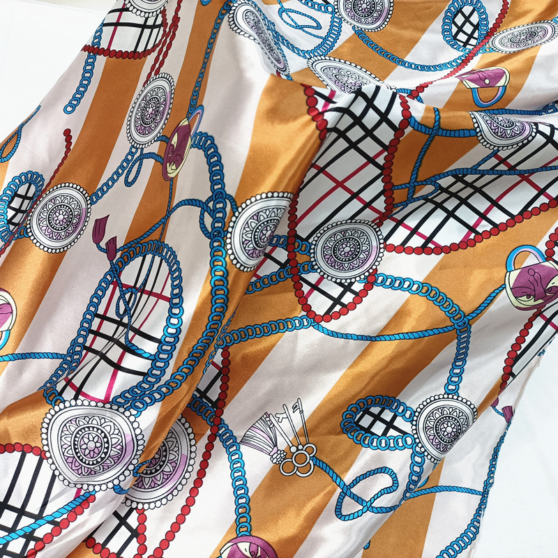 Chain Satin Printed Fabric Satin Woven Gift Box Packaging Ribbon Scarf Bag Home Clothes Clothing Lining Fabric