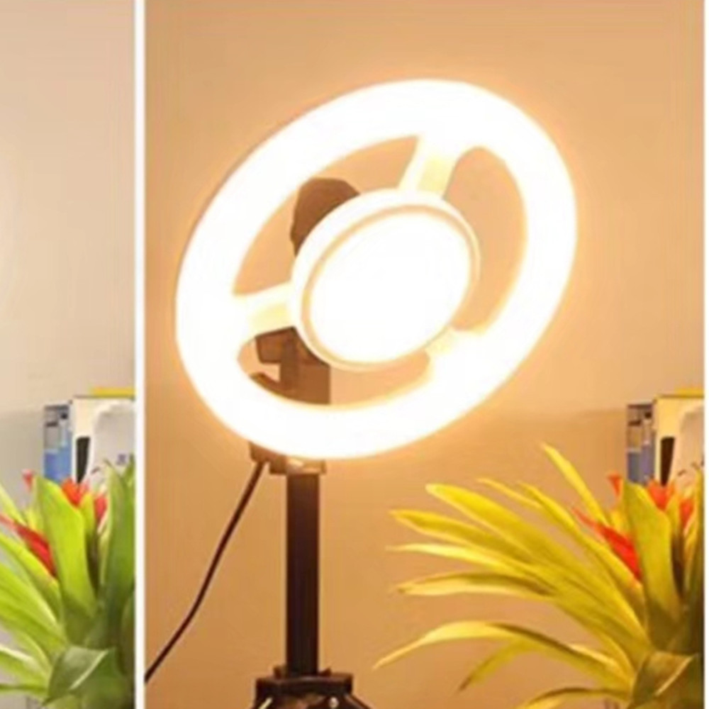 LED Beauty Tattoo ring light steering wheel dimming three-color remote control dimming light fill light E27 lamp head voice control