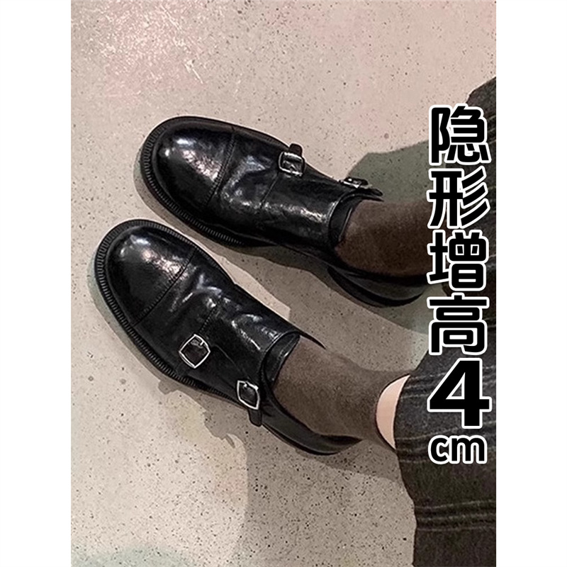 Thick-Soled Small Leather Shoes for Women 2025 Spring British Style Thick Heel French High-End Commuter Retro Loafers Genuine Leather