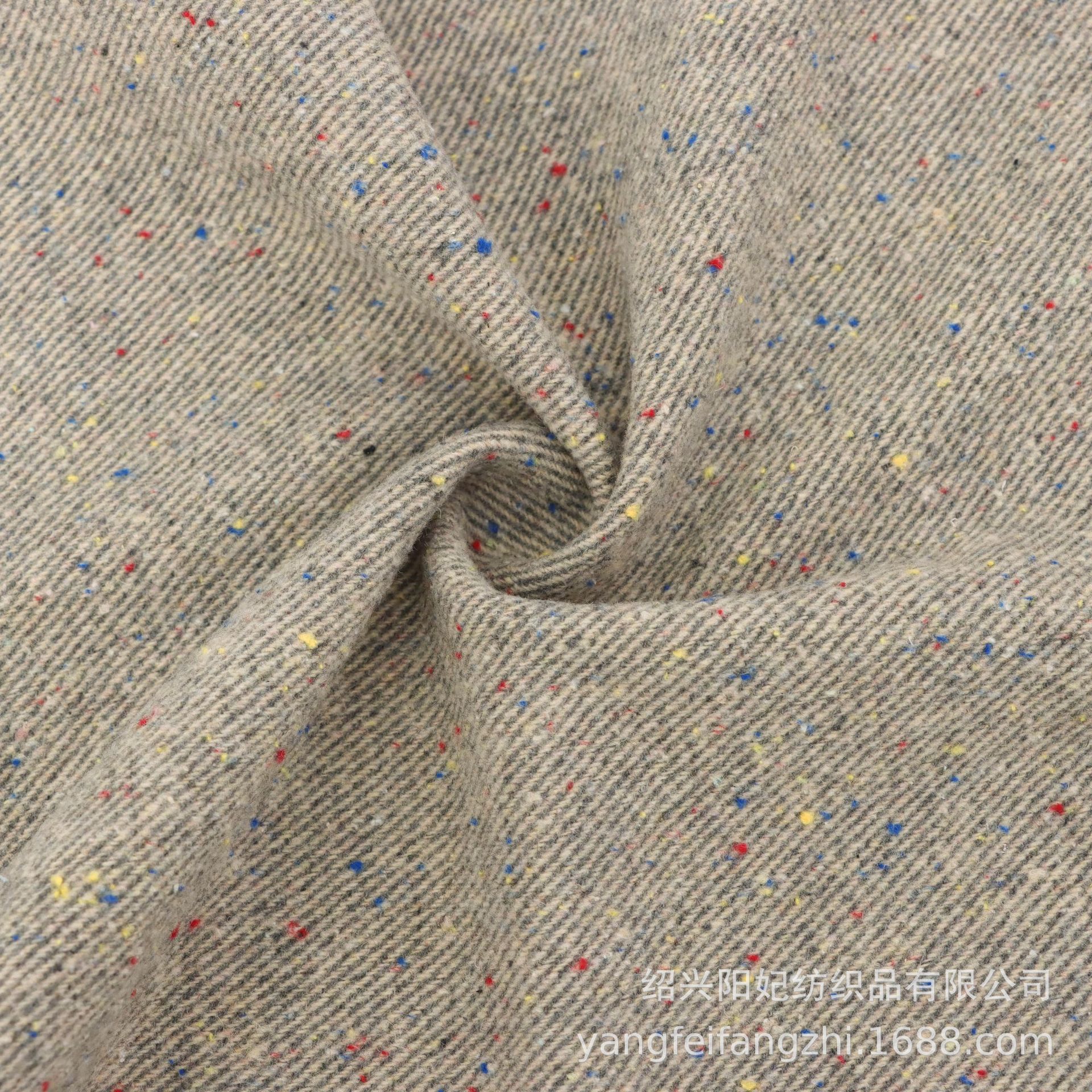 Slub color point twill yarn-dyed wool fabric autumn and winter blended coat shoes clothing suit fabric in stock wholesale