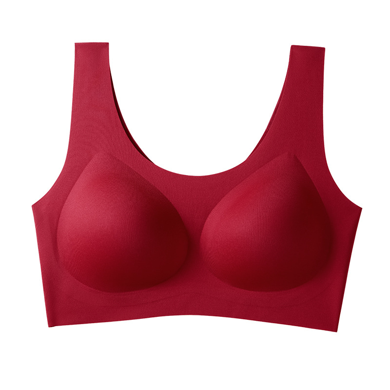 Red Lingerie Set for Women, Seamless, Suitable for the Year of Birth, 7A Grade Antibacterial, Comfortable, Push-Up, Thin Molded Cup, Silk Wedding Bra