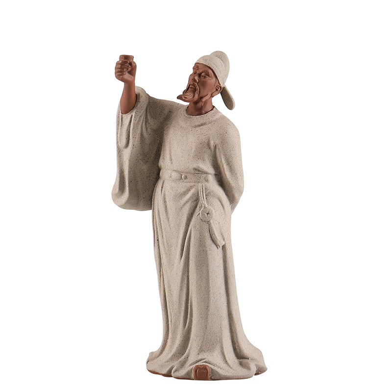 Chinese Zen Historical Figure Statue Home Study Desktop Antique Frame Decoration Ceramic Crafts Lao Zi Ornaments