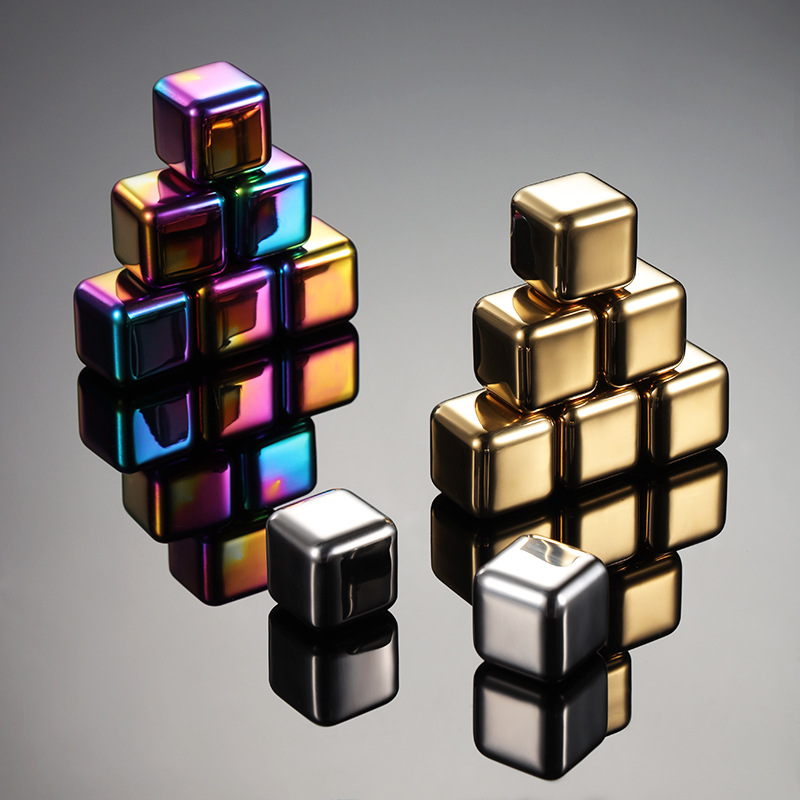 En Stainless Steel Ice Cube 304 Metal Ice Stone Ice Wine Stone Creative Ice Grain Bar Wine Set Ice Cream Titanium Gold Plated