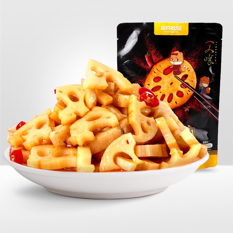 [three squirrels_crisp lotus root 150g] fresh spicy lotus root slices snacks marinated snack