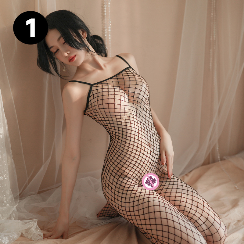 Love Ruo sexy sexy lingerie sling open one-piece stockings temptation transparent passion fishnet socks mesh clothing No. 1
