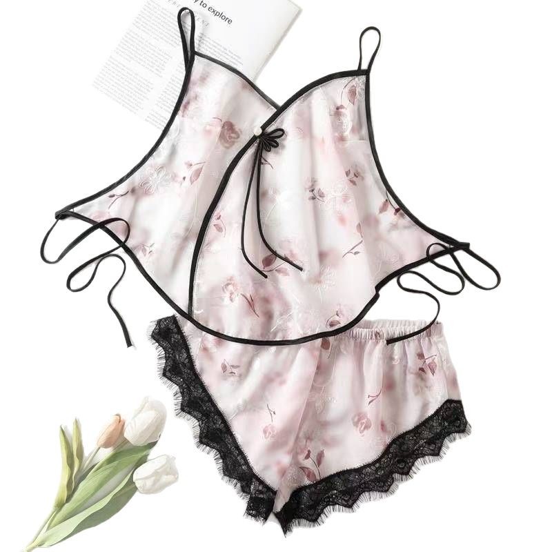 Tulle See-Through Bedroom Pleasure Summer New Ice Silk Bellyband Lace Women's Pajamas Adult Sexy Suspenders Sexy Underwear